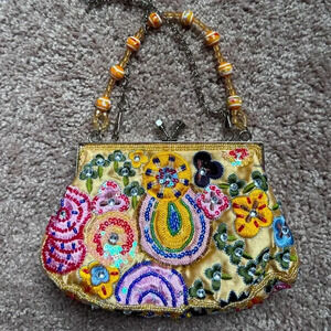 Floral Beaded Handbag - Multicolor
